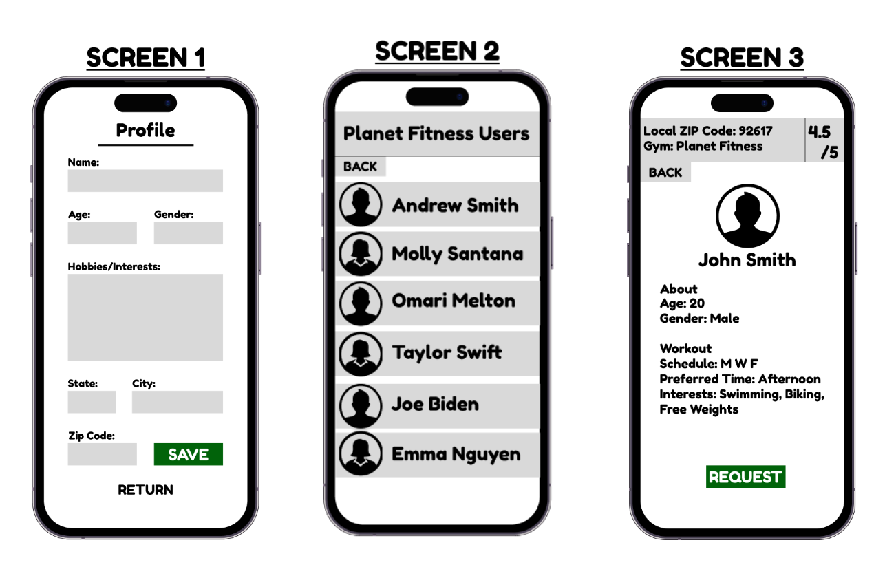 Mid-fidelity prototype for SpotMe